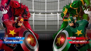 Venom & Captain America (Red) vs. Venom & Captain America (Green) Fight | Marvel vs Capcom Infinite