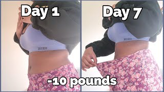 HOW I LOST 10 POUNDS IN 1 WEEK *What I eat*Intermittent fasting+Chloe ting 2 week shred abs at home