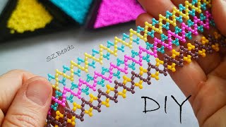 How to weave a bracelet from beads Zigzag