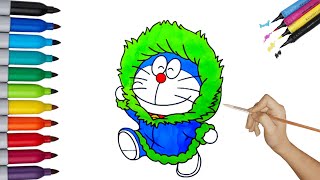 Coloring Doraemon is wearing a winter jacket | for toddlers | Wahyu Art