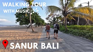 1 Hour Walking at Sanur Bali ( With Jazz Music 🎵 ) | Calming & Relaxing Walking Tour at Sanur Beach