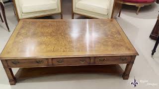 Vintage Burr 5ft Walnut Coffee Table With Six Drawers 20th C