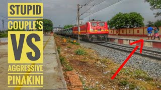 STUPID COUPLES FRONT OF RED MONSTER LGD WAP4 LEAD 12711 PINAKINI SUPERFAST EXPRESS BLASTING SPEED ||