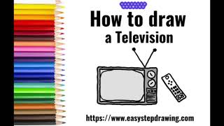 Draw easy Television in easy steps #easystepdrawing #television