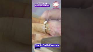 Cincin Salib Hati Perak Asli Silver 925 Lapis Emas Putih Cewek Cowok Wanita Pria Salip Permata Love