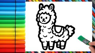 How To Draw A Llama 🦙Draw and Color a Cute Animals 🦙🌈 Drawings for Kids