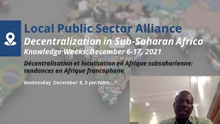 Décentralisation et localisation en Afrique subsaharienne: Discutant (Francois Yatta)