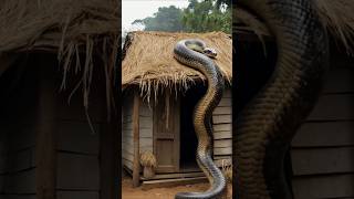 Shocking, big snake python climbs up the hut house 🐍 #animals #shorts