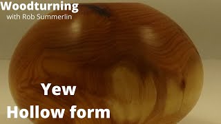 woodturning a small yew hollow form