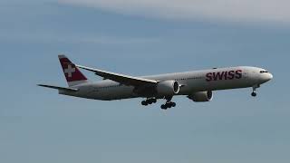 Swiss Boeing 777-300ER HB-JNH landing at Zurich Airport