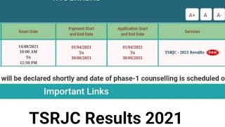 TSRJC Results 2021 Check online now fast || TSRJC Results 2021 Declared