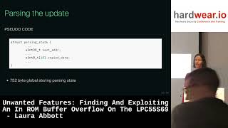 Unwanted Features: Finding & Exploiting An In ROM Buffer Overflow On The LPC55S69 by Laura Abbott