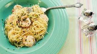 Parmesan and garlic prawns with pasta