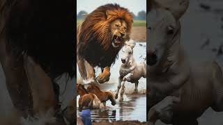 lion attack on weak baby horse 🐎 @BioLabsAnimals #animals #ai #horse