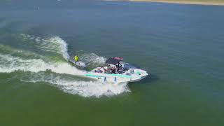 wake surfing and boarding at lake Nacimiento