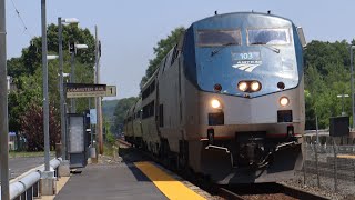 Amtrak and MBTA trains in Ashland on an insanely hot day 6/19/24