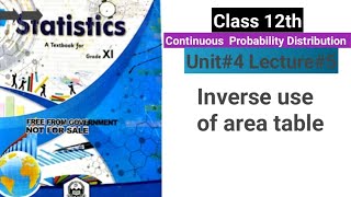 Inverse use of table area under Standard Normal Curve  | Unit#4 Lec#5 | Class 12 Stat | Urdu/ Hindi