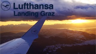 [4K] STUNNING Sunset Approach! Lufthansa CityLine Bombardier CRJ-900 ✈ Landing Graz