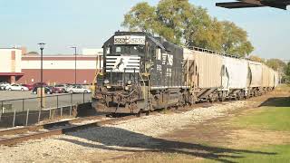 Freight Car exchange with the Elkhart and Western in Elkhart with a NS GP38-2