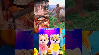 monkey, hen v/s cat funny dance😂 patli kamariya bole😂😍 #cat #dance #youtubeshorts