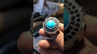 Zafar supari style ring with real feroza stone available for sale. For order. +923335478660