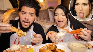 Seafood Boil Huge King Crab Legs, Giant Shrimp Mukbang (1st Time!)