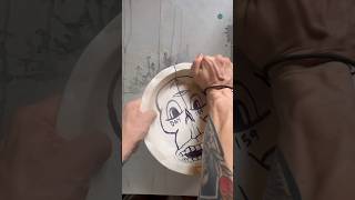 Daily Faces Challenge: Day 159/365 - Sharpie Drawing on Pie Pan | Destruction Art Timelapse #shorts