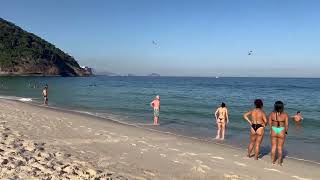 Leme Beach - Hot Day in Brazil Rio de Janeiro 4K 2024 Walking Tour beach walk