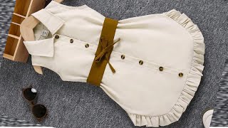 Western Style Belted Baby Shirt Dress Cutting and Stitching | DIY Baby Western Style Shirt Dress