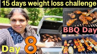 INTERMITTENT FASTING|| DAY 8||15 days weight lossChallenge||BBQ day||Telugu Vlogs from USA