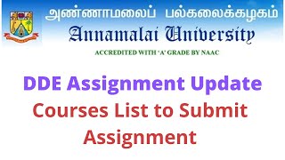 ANNAMALAI UNIVERSITY/ DDE/ Courses list to submit Assignment