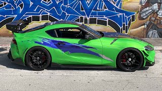 WHAT A FAST AND FURIOUS ORANGE TOYOTA SUPRA AND LIME GREEN ECLIPSE MADE INTO ONE!?!