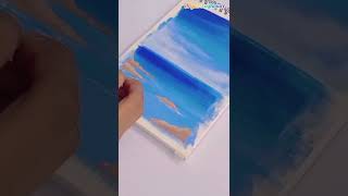 easy Ocean painting with acrylic colours🥰✨ #shorts #creative #satisfying