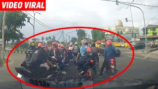 VIDEO Konvoi motor tersilap baca lampu isyarat