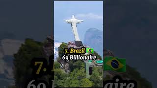 Top 10 Countries With Most Billionaire In The World 🌎 #ytshorts #shorts #trending