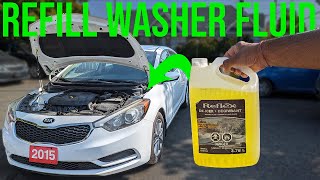 How to Refill Windshield Washer Fluid - Kia Forte (2014-2018)