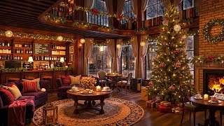 Christmas Jazz Music 2025 with Warm Crackling Fireplace to Relax 🔥 Cozy Winter Coffee Shop Ambience