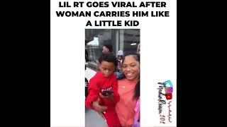 Woman Carries 9-Year-Old Rapper #LilRT Like A Little Kid ‼️