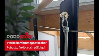 Poppstar - Neodymiummagneter med roterande karbinhake | 17kg / 35kg bärkraft