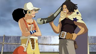 Usopp's reaction after reuniting with his father Yasopp in Elbaf - One Piece.