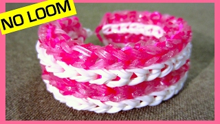 Four-row Fishtail Rainbow Loom Bracelet on 2 Forks