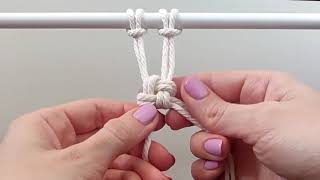 Chinese Square knot - 1-MINUTE TUTORIAL DIY Macrame - Slow version (great for BEGINNERS)