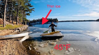 Jet ski breaking through ice