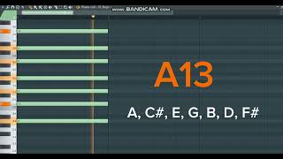 Аккорды «A13» на piano roll