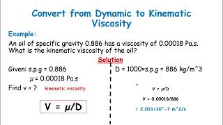 HOW TO CONVERT DYNAMIC VISCOSITY TO KINEMATIC VISCOSITY | FLUID TRANSPORT TUTORIALS #1