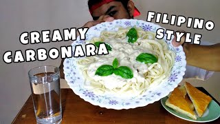 CREAMY CARBONARA FILIPINO STYLE | MUKBANG PH