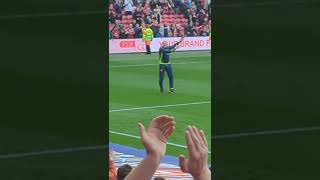 Middlesbrough FC manager Chris wilder and Leo and the back room staff lap of honour last home game