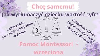 Pomoc Montessori - wrzeciona. Jak wykonać ją w domu? Nauka wartości cyfr. #dziecko #montessori