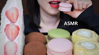 ASMR CU 신상 디저트 STRAWBERRY SANDWICH, MACARONS, CHEWY RICE CAKES 베리굿 딸기샌드, 쫀득한 마카롱, 쫀득 찰떡롤, 생초코 찰떡