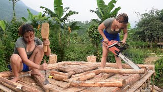 Building farm. Build cabin walls with large logs. Carpentry skills. Cabin farm \ Gia Bảo